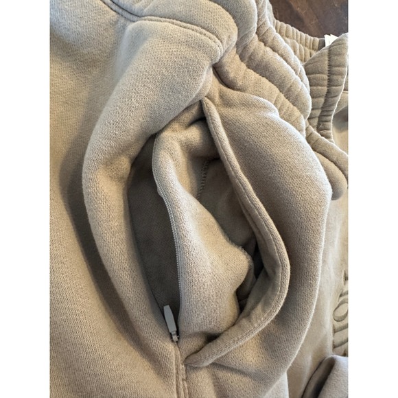 Hollister Mens Relaxed Jogger Sweatpants Tan XXL Logo Side Zip Pocket - Picture 3 of 8